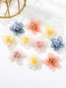 10pcs Soft Sheer Fabric Mini Flower Decor, Faux Flower For DIY Headpiece, Brooch, Hair Clip, Clothing Accessories, Home Decor, Bedroom Decoration