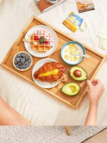 1 pieza Mesa plegable de bambú para picnic, bandeja portátil para desayuno/postre, adecuada para picnics, sofá, cama, exteriores, jardín, camping, versátil para comida/escritorio de ordenador, regalo para el Día del Padre y Día de la Madre (material natural con textura irregular, tapas de accesorios no fijos)