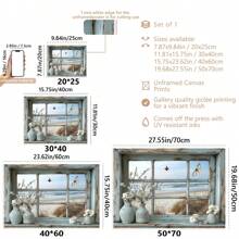 1 peça sem moldura, tela com vista para janela costeira, arte moderna abstrata de praia com litoral azul e borboleta, perfeita para decoração de sala de estar ou quarto, pôsteres com tema de praia, arte de parede, itens de decoração de quarto