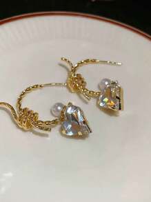 1 Paar vintage Herz & Perlen zarte Ohrringe für Frauen, kupferfarbene C-förmige goldfarbene Ohrstecker, luxuriöse, elegante, massive Ohrringe, geeignet für den täglichen Gebrauch, Hochzeit, Valentinstag, Muttertag, Geschenk