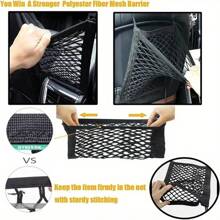 Barrera ajustable para asiento de coche de mascota - Red de almacenamiento multifuncional para el asiento trasero del vehículo, organizador a prueba de mascotas con bolsillos de malla, divisor de espacio entre asientos y accesorio de seguridad para mascotas