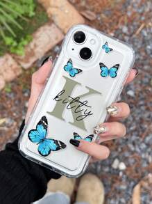 1 pieza Funda personalizada para teléfono móvil con diseño de lazo y firma, carcasa transparente suave y resistente a caídas, texto personalizado para A23/A14/S23 24Ultra/ 11 13 15 16 Pro Max, inicial personalizada, elegante, colorida, vintage, linda, sencilla, divertida, personalizada, regalo ideal para él, regalo ideal para ella, novio, novia, familia, amigos, abuelos, pareja, para aniversarios, para cumpleaños, fundas de teléfono personalizadas, cómoda y fácil de usar, teléfonos celulares y accesorios, elegante otoño