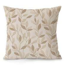 1 PC Beige And Light Brown Leaf Pattern Pillow Cover, Simple Daily Bedroom Decoration, Living Room Decoration, Sofa Chair Cushion Cover - Multicolor - View 2