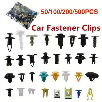 50/100/200/500pcs/Set Universal Plastic Clips For Car Bumper Door, Durable Auto Fastener Set, Mixed Auto Retainer Fastener Rivets Clips Set For Easy Car, Bumper & Door Panel Repair