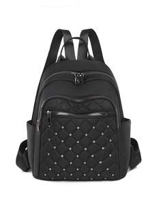 LECEY Simple Embroidered Backpack, Suitable For Women Everyday Wear - Black - View 1