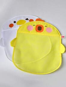 1/2pcs Cartoon Cute Duck Baby Bath Storage Net Bag 42*43cm Bathroom Kids Bath Storage Bag, Cute Cartoon Style Wall Mounted Storage Mesh Pocket, Bathroom Toiletries Storage Mesh Bag Waterproof And Drainable With Suction Cups For Firm Attachment(The Suction Cup Needs To Be Wet Or The Wall Needs To Be Wet In Order To Stick! Leave It Empty For 24 Hours Before Placing Items)