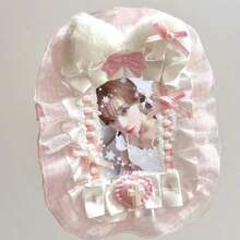 Handmade Plush Rabbit Ears White And Pink Lace Photo Card Holder Kpop For Women Wallet Mini Wallet Purse Wallet Card Wallet Wallet Keychain Wallet Wristlet Wallet - Multicolor - View 1