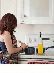 1 pieza Botella dispensadora de vidrio para aceite, recipiente de almacenamiento de líquido de vinagre y condimentos, apto para cocinar, hornear, ensaladas, a la parrilla, dispensador de aceite de cocina, utensilio de cocina