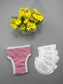 Culotte pour chienne en période physiologique, rose et bleue, avec 5 pièces de serviettes hygiéniques
