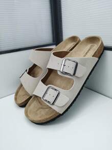 Men's Fashion Soft Cork Sole Comfortable Sandals Slip-On Mules Slippers, Summer Outdoor Beach Walking Unisex Couple Shoes