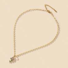 1pc Fashionable 18K Gold Plated Floral Pendant Necklace With Inlaid Zirconia, Suitable For Women's Daily Wear, Jewelry Gift For Friends