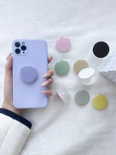 1 peça de alça de gelatina transparente de cor sólida, suporte para telefone, suporte expansível, capa de aderência, suporte para telefone, suporta chamadas, compatível com smartphones compatíveis com , telefone Android, presente de aniversário, família, amigos, suporte para telefone push-pull, acessórios para telefone