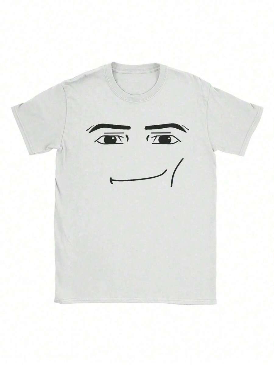 Anime Robot Robloxs Face T-Shirts Women Fun Tees Crew Neck Short Sleeve T Shirts Women Clothing Harajuku T Shirts Tee Summer Tops - 白色 - 查看 1