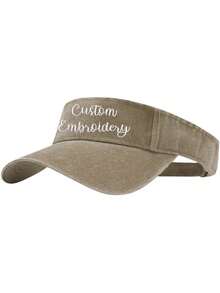 1 Pc,Unisex,Washed Pigment Dyed Visor With Embroidery, Personalization With Your Logo Or Text,Personalized Tennis Hat Sun Hat, Sport Cap, Baseball Cap, Tennis Cap, Sun Visor Hat, Hen Party Hat, Beach Hat, Outdoor Sun Hat, Baseball Hat - A - View 5