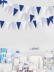 2 Sets /1 Set-Navy Blue, White And Silver Party Decorations, Royal Blue Triangular Flag Triangular Flag Banner Sleeping Bag Suitable For Graduation, Birthday, Wedding, Bride Gift Party, Sailing, Ahoy Achor Theme Party Decoration Items