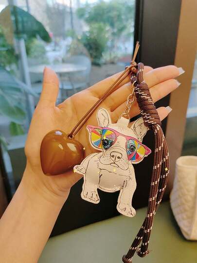 1pc Cartoon Dog Keychain, Creative Couples Keychain, Durable And Unique Gift Idea, Suitable For Various Holidays, Cute PU Leather Animal Design