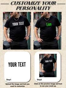 Camiseta personalizada de talla grande para hombres, ropa de talla grande para hombres a medida, camiseta holgada de talla grande personalizada, sube tu texto/deseos de cumpleaños/palabras, personalizado para días festivos/cumpleaños/día del padre/día de San Valentín, servicio de equipo/desgaste al aire libre personalizado, camiseta personalizada de cuello redondo de talla grande y ajuste holgado para hombres de manga corta, regalo de vacaciones, regalo de cumpleaños personalizado, camiseta de talla grande para hombres, camiseta con texto personalizado, Top de talla grande de verano para hombres