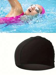 1 pieza Gorro de natación de alta elasticidad, de uso universal para adultos, de unicolor y estampado, empaquetado individualmente en cartón, esencial para la playa, accesorio de playa, flotador de piscina