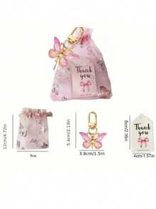 Set regalo da 15 pezzi con portachiavi a forma di farfalla, composto da 5 portachiavi in acrilico, 5 buste in organza e 5 carte, ideale per feste di gender reveal, compleanni, matrimoni, feste di Natale, regali per colleghi, amici e familiari, per spiaggia estiva, forniture scolastiche e decorazione della stanza