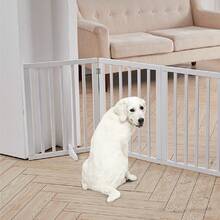 Livingandhome Wooden Foldable Freestanding Pet Gate With 3/4 Panels - White - View 3