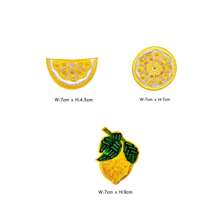 1pc Creative Yellow Lemon & Peach Fabric Embroidered Patch, Hat/Clothing Decorative Accessory