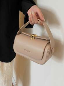 Tas Tangan Trapesium Fashion Wanita, Minimalis Elegan, Kapasitas Besar, Tote & Crossbody - Khaki - View 9