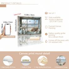 1 peça sem moldura, tela com vista para janela costeira, arte moderna abstrata de praia com litoral azul e borboleta, perfeita para decoração de sala de estar ou quarto, pôsteres com tema de praia, arte de parede, itens de decoração de quarto