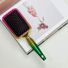 1PC Luxury Professional Round Hairbrush, Air Cushion Comb For Styling, Soft Bristle, Scalp Massage Comb, All Hair Types, Comfort Grip Handle, Effective Tool, Hair Care, Anti-Static, Detangling, Straight/Curly, Mirror Surface, Rainbow, Gift