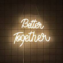 Better Together/Just Married/Love You To The Moon And Back /Mr Mrs/Happily Ever After/Bride To Be/Good Vibes/You're Like Really Pretty/Love You To Death LED Neon Sign, Wedding,Engagement Neon Night Lights Suitable For Bedroom, Home Decor, Background Lights, Photo Props, Anniversary Events, Festivals, Daily Parties, Bars, Living Rooms, Birthday Party Used For Wall Decor, 5V USB Powered, Switch Control, Easy Hanging. - Multi-color light - View 21