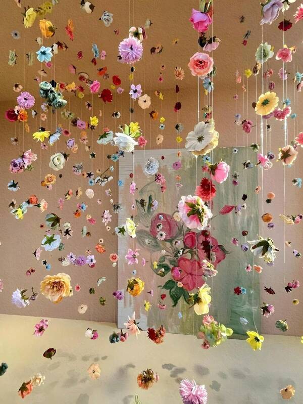 21pcs/Set Baby Room Suspended Flower DIY Flower Curtain,Artificial Flower Door Curtains,Spring And Summer Decoration Petals,Simulation Flower Pendant Ornaments,Baby Shower Scene Decoration Props