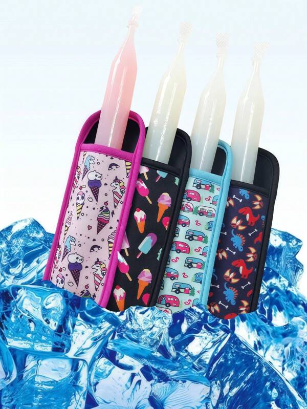 Paquete de 6 piezas/8 piezas/12 piezas paletas heladas, paquetes de paletas heladas multicolor, adecuado para paletas heladas de tubo de yogur, cubiertas de aislamiento de goma de cloropreno para paletas heladas, cubiertas para paletas heladas, palitos de jugo, cubiertas reutilizables y lavables para paletas heladas