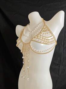 Sexy Lingerie Body Chain For Women, Men & Crossdressers – Acrylic, Crystal, Sequins Chest Harness, Hollow-Out Pendant Vest, Hot Girl Bra Accessories For Nightclubs, Parties, Hotels, Carnivals, Couples