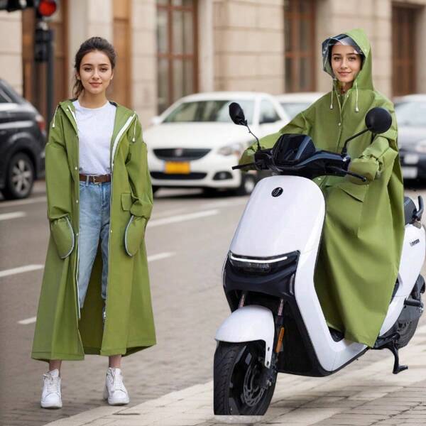 1 Stück Modischer wasserdichter und winddichter Damen-Regenmantel mit Kapuze, leichter Regenponcho-Stil mit Reißverschluss, Multifunktions-Regenjacke für Outdoor-Aktivitäten, Wandern, Camping, Radfahren
