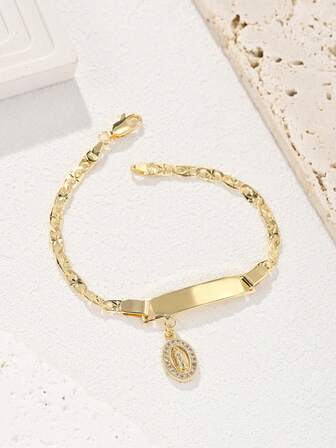 1pc Classic Handmade Copper Beaded Virgin Mary Bracelet, Fashion Bracelet For Women, Suitable For Gifting To Friends, Girlfriends, Mothers, And For Daily Or Occasion Wear