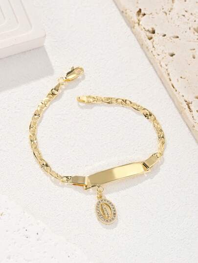 1pc Classic Handmade Copper Beaded Virgin Mary Bracelet, Fashion Bracelet For Women, Suitable For Gifting To Friends, Girlfriends, Mothers, And For Daily Or Occasion Wear