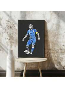 Set Of 1/3 Pcs Soccer Player Pop Wall Arts Soccer Star Posters Sports Printmaking Canvas Posters Printing Modern Stadium Living Room Bedroom Home Decoration Unframed-Style, Wall Art With Frame