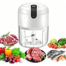 Mini picadora eléctrica de verduras, picadora de alimentos, cortadora de ajo, ensalada, lechuga, cebolla y chile, cortadora de tomates y picadora de carne de jengibre para cocina, picadora portátil USB (250 ml)