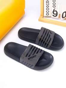 New Men's Strap Slippers, Summer Casual Thick Sole Outdoor/Indoor Anti-Skid Beach Slides - Dark Grey - View 1