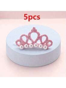 1/5pcs Faux Pearl Crown Pet Hair Clips - Stylish Crown Shape Bows For Dogs And Cats - Grooming Supplies And Accessories .