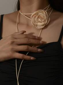 1 szt. Bohemia Ivory Lace Flower Binding Bridal Necklace,