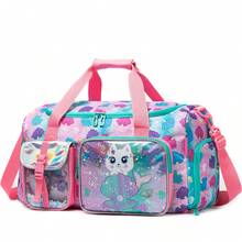儿童旅行包、女孩旅行包、儿童过夜包、女孩舞蹈包、女孩周末旅行包、带鞋仓的健身包 - 卡通旅行袋 - 查看 17
