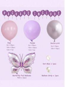 Kit de 124 piezas de guirnalda de arco con globos con forma de mariposa, globos rosas y púrpuras con mariposas de lámina lila lavanda, para decoración de fiestas de cumpleaños, bodas, Día de la Madre, San Valentín, baby shower