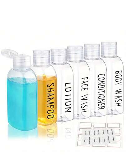 6pcs 3.4oz Leak-Proof Travel Bottles, Clear Plastic Refillable Containers With Flip Cap For Shampoo, Conditioner, Body Wash And Other Toiletries, Portable Travel Essentials With Leak-Proof Design
