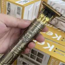 Kemei KM-T9 电动理发机 男友礼物 专业理发器套装 USB 充电式迷你胡须修剪器 0mm 雕刻剪 复古合金机身 1 件