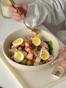 1pc Round Beige Splash Ink Salad Plate, Ink Dot Soup Bowl, Noodle Bowl, Salad Bowl, Cake Plate, Western Plate, Vintage Style Tableware, Suitable For Home Living, Restaurant, Gift For Friends,School Supplies