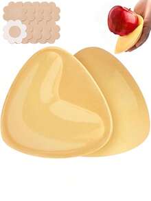 1 Pair Of Dual-Sided Adhesive Pads, Reusable Washable Lift Pads, Enlarged Invisible Triangular Bra Pads For Women'S Lingerie And Underwear Accessories - Wireless, Opaque Polyester, Hand Washable, Non-Woven Fabric, Customizable Accessories | Triangle Bra Pads | Opaque Fabric - Apricot - View 13