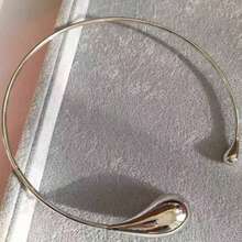 1pc Fashionable Minimalist Teardrop Cutout Choker Necklace, Elegant Luxury Personalized Necklace For Women - Silver - View 4