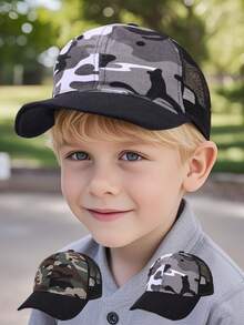 1pc Camouflage Mesh Breathable Quick Dry Baseball Cap, Suitable For Boys, Outdoor Activities In Spring And Summer, Summer Sun Protection - Multicolor - View 1