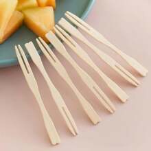 100pcs/200pcs/300pcs, High-Quality Wooden Fruit Fork, Disposable Dinner Fork, Perfect For Party Events, Suitable For Cocktail, Fruit, Pastry, Dessert, Bamboo Mini Fork, Appetizer Fork