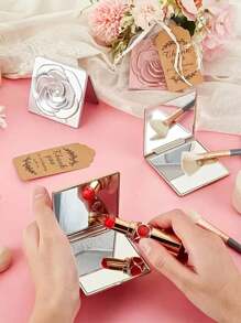 Set di 12 pezzi di specchi da trucco a forma di rosa elegante, include 4 specchi pieghevoli a doppia faccia, specchi da trucco portatili, 4 biglietti di ringraziamento e 4 sacchetti in organza, set regalo per damigelle d'onore per matrimoni, compleanni, vacanze, feste natalizie, regali estivi, forniture scolastiche, decorazione della stanza